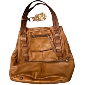 Roccatella Tawny Brown Leather Detailed Bag w/ Zipper Pockets